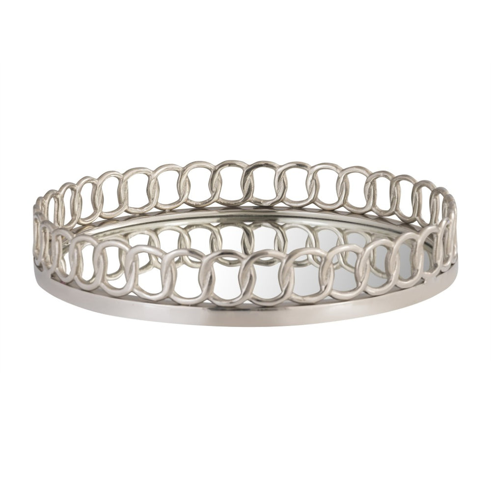Atlas Pelitere Tray - Glamorous Silver Accent with Mirrored Base for Modern Home Decor & Display Elegance AC11534-01