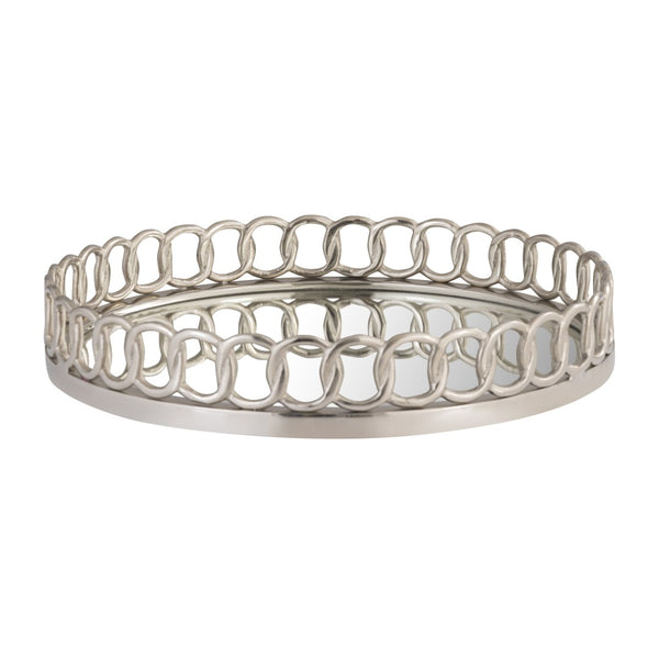 Atlas Pelitere Tray - Glamorous Silver Accent with Mirrored Base for Modern Home Decor & Display Elegance AC11534-01