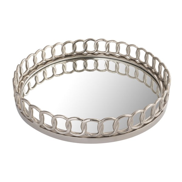 Atlas Pelitere Tray - Glamorous Silver Accent with Mirrored Base for Modern Home Decor & Display Elegance AC11534-01