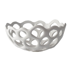 Atlas Perforated Porcelain Bowl - Modern Sculptural Centerpiece for Decor, Perfect for Fruits & Accents AC11535-01