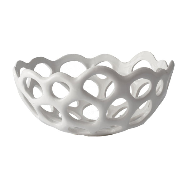 Atlas Perforated Porcelain Bowl - Modern Sculptural Centerpiece for Decor, Perfect for Fruits & Accents AC11535-01