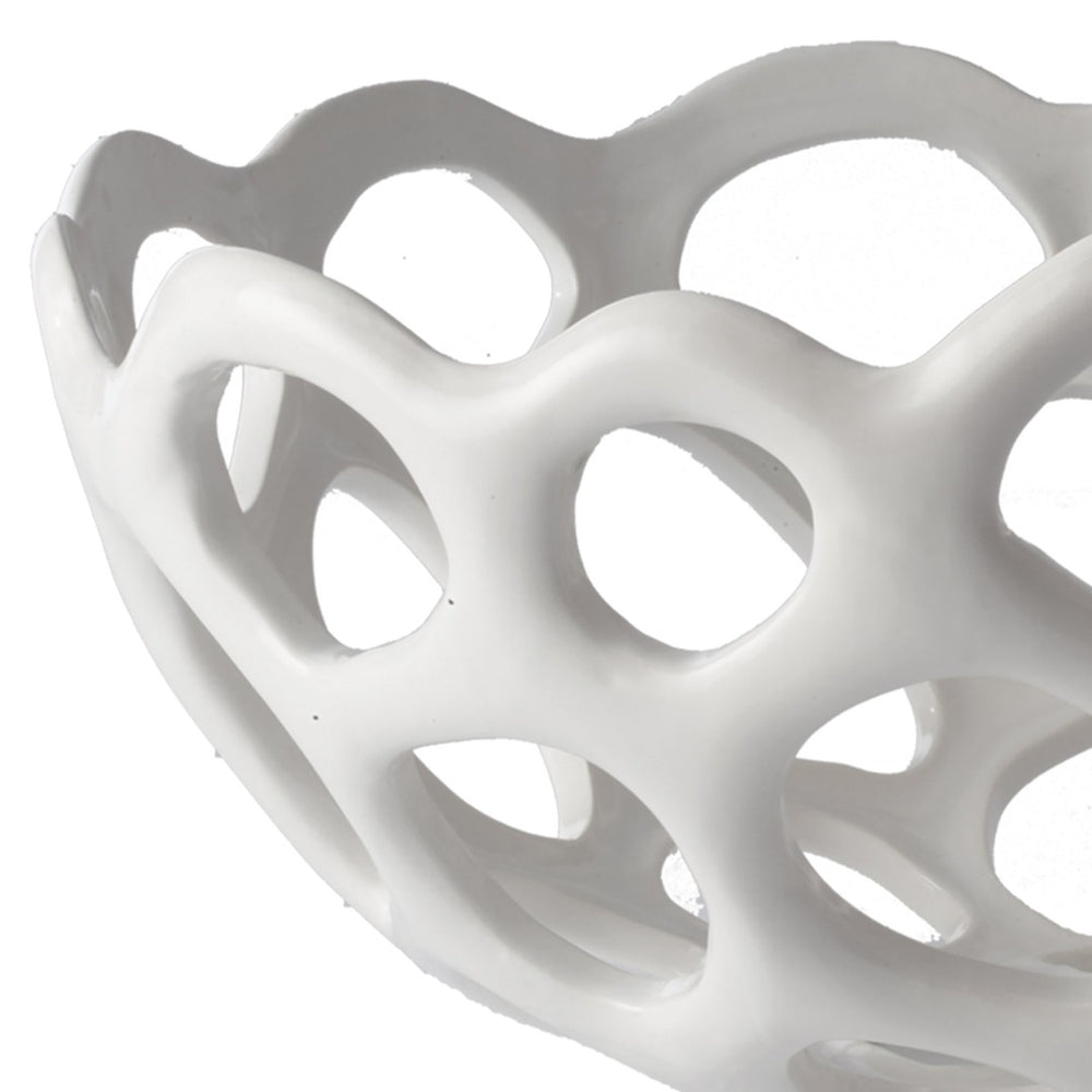 Atlas Perforated Porcelain Bowl - Modern Sculptural Centerpiece for Decor, Perfect for Fruits & Accents AC11535-01