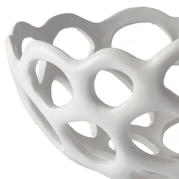 Atlas Perforated Porcelain Bowl - Modern Sculptural Centerpiece for Decor, Perfect for Fruits & Accents AC11535-01