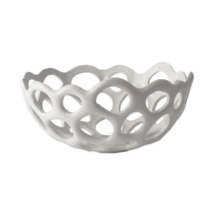 Atlas Perforated Porcelain Bowl - Modern Sculptural Centerpiece for Decor, Perfect for Fruits & Accents AC11535-01