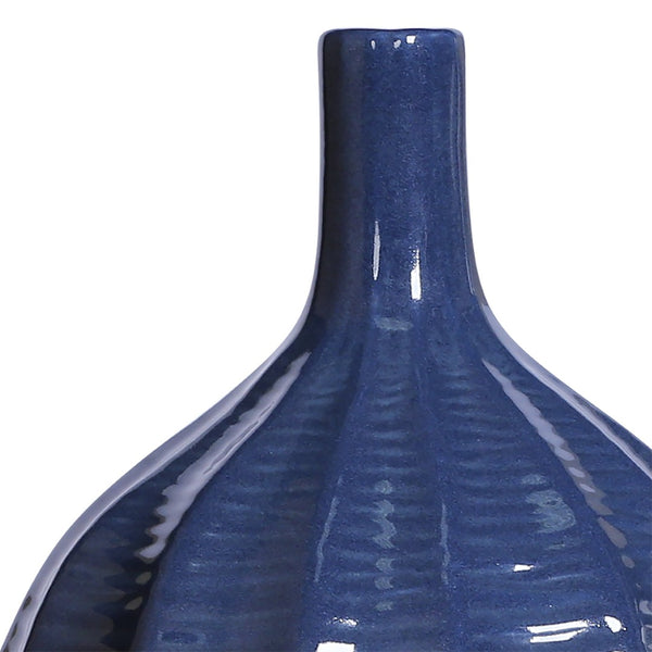 Atlas Philip Elegant Deep Indigo Earthenware Vase - Sculptural Décor for Contemporary & Coastal Interiors AC11536-01