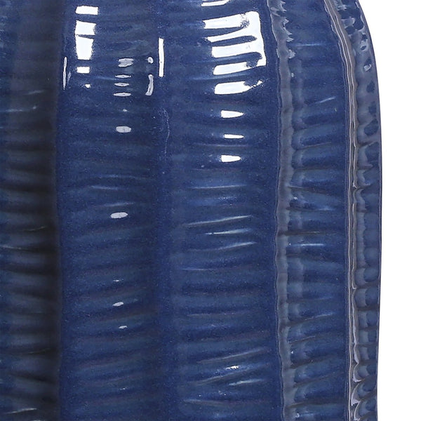 Atlas Philip Elegant Deep Indigo Earthenware Vase - Sculptural Décor for Contemporary & Coastal Interiors AC11536-01
