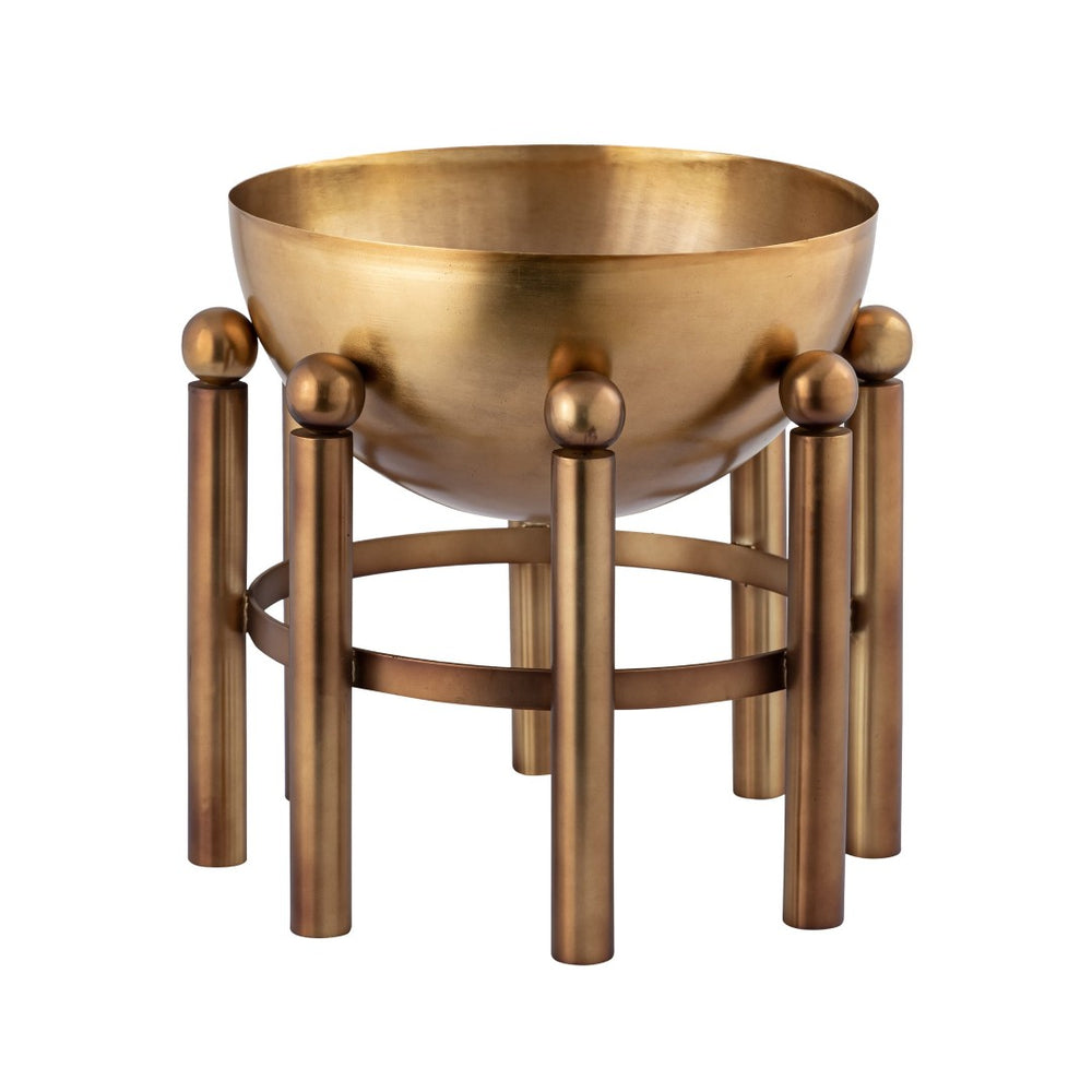 Atlas Piston Indoor Planter with Sculptural Aged Brass Finish - Modern Vintage Decor for Houseplants Small Aged Brass AC11537-01