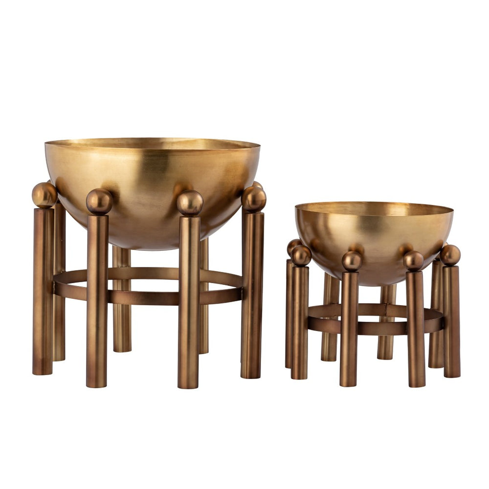 Atlas Piston Indoor Planter with Sculptural Aged Brass Finish - Modern Vintage Decor for Houseplants Small Aged Brass AC11537-01