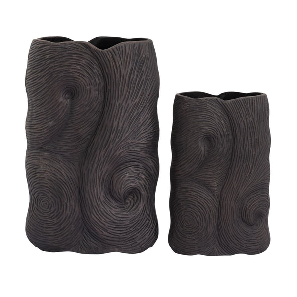Atlas Ragan Vase Set of 2 - Sculptural Metal Vases in Oil Rubbed Bronze for Modern Home Decor & Centerpieces AC11546-01S