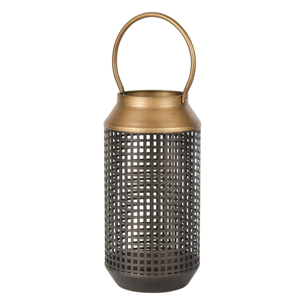 Atlas Rawmarsh Large Metal Lantern - Elegant Matte Black & Brass Design for Indoor or Outdoor Ambiance AC11549-02