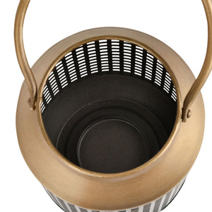 Atlas Rawmarsh Large Metal Lantern - Elegant Matte Black & Brass Design for Indoor or Outdoor Ambiance AC11549-02