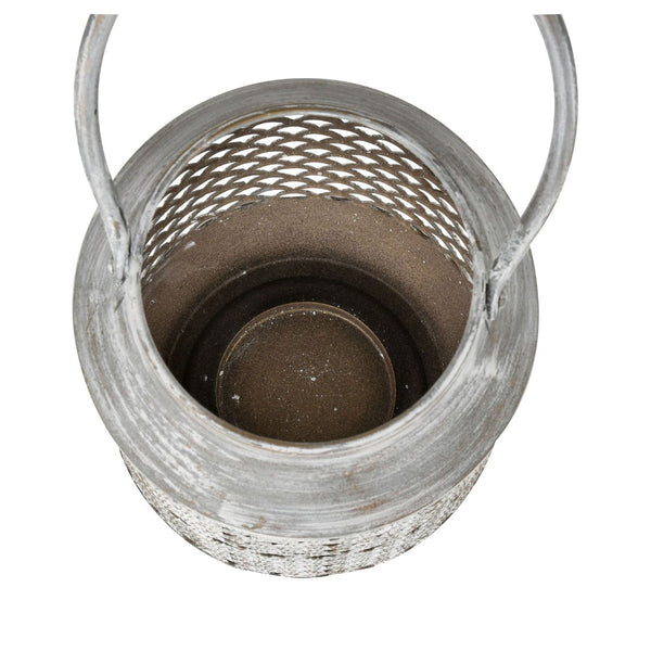 Atlas Rawmarsh Lantern - Small Aged Silver - Rustic Metal Lantern with Scalloped Design for Cozy Ambiance AC11549-03