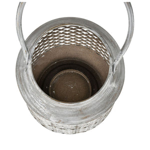 Atlas Rawmarsh Large Lantern - Aged Silver Metal with Scalloped Mesh Panels for Rustic Candlelight Charm AC11549-04