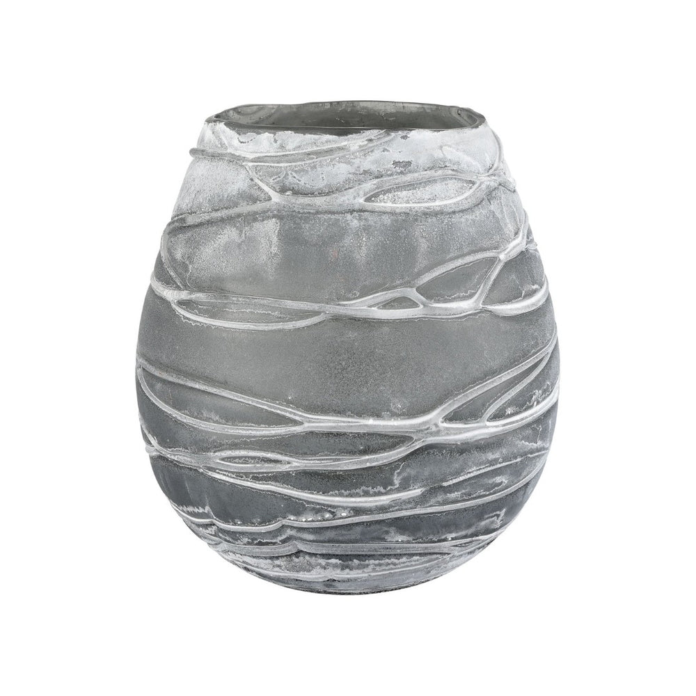 Atlas Raya Vase - Sculptural Washed Gray Glass Accent for Modern Décor, Ideal for Stems & Botanicals AC11551-01