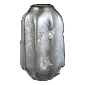 Atlas Regard Vase - Large Sculptural Glass Centerpiece with Textured Dark Silver Finish for Modern Décor AC11553-01