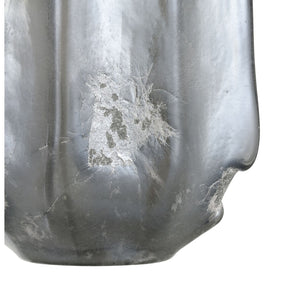 Atlas Regard Vase - Large Sculptural Glass Centerpiece with Textured Dark Silver Finish for Modern Décor AC11553-01