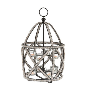 Atlas Riverrun Candleholder - Rustic Whitewashed Design with Metal Frame for Coastal-Inspired Ambiance AC11560-01