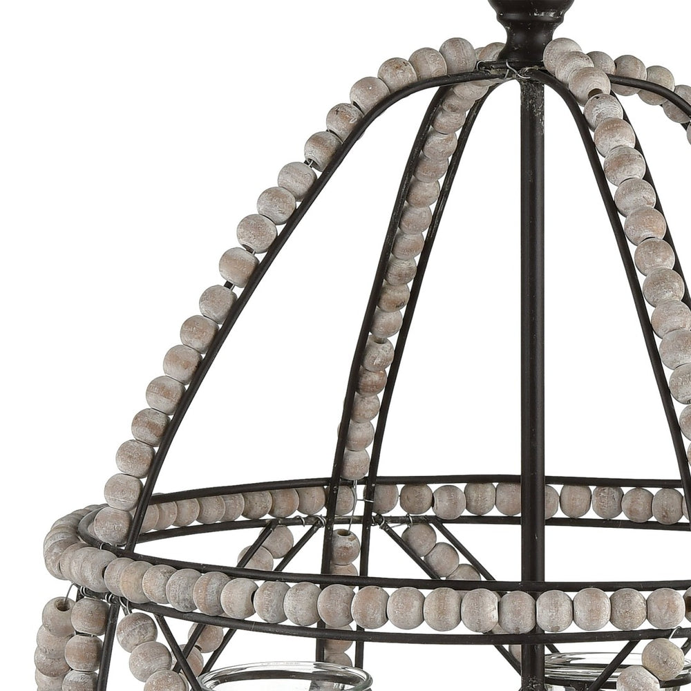 Atlas Riverrun Candleholder - Rustic Whitewashed Design with Metal Frame for Coastal-Inspired Ambiance AC11560-01