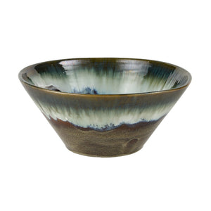 Atlas Roker Earthenware Bowl - Rustic Decorative Centerpiece in Warm Brown & Green Glaze for Any Home AC11563-01