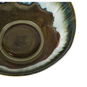 Atlas Roker Earthenware Bowl - Rustic Decorative Centerpiece in Warm Brown & Green Glaze for Any Home AC11563-01