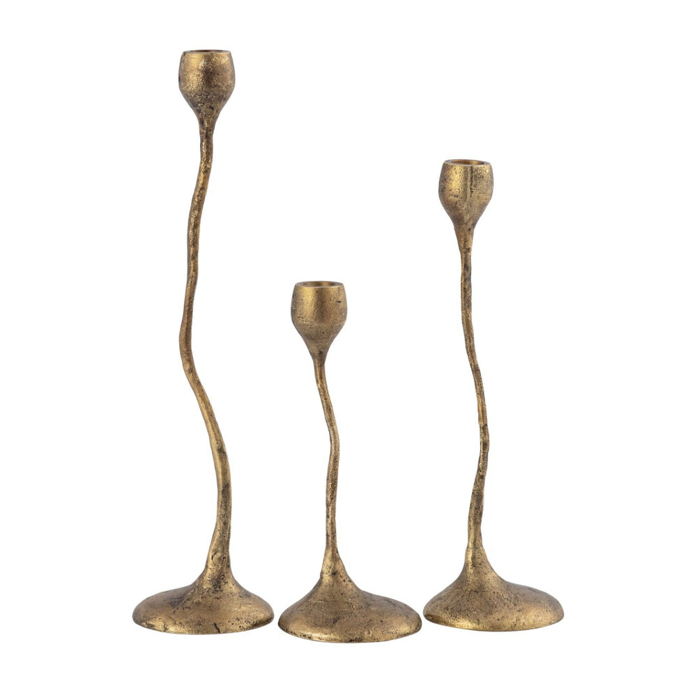 Atlas Rosen Candleholder Set of 3 - Elegant Brass Finish Taper Holders for Dining Tables & Decor AC11565-01S