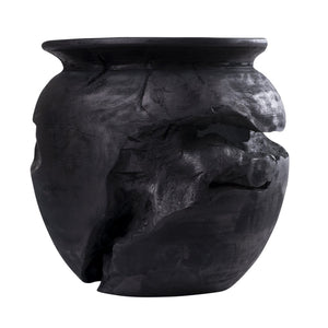 Atlas Ross Vessel - Sculptural Japandi Wood Bowl with Distressed Finish for Elegant Home Decor Accent Small Ebonized AC11566-01
