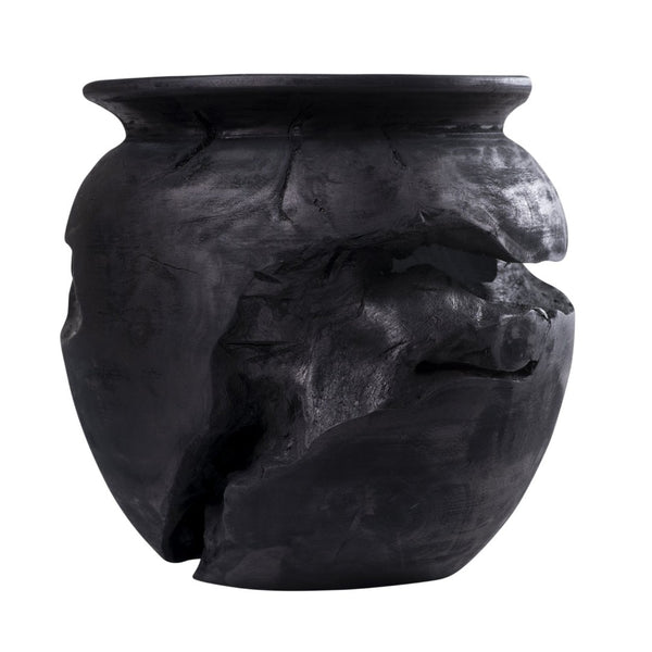Atlas Ross Vessel - Sculptural Japandi Wood Bowl with Distressed Finish for Elegant Home Decor Accent Small Ebonized AC11566-01