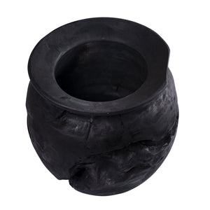 Atlas Ross Vessel - Sculptural Japandi Wood Bowl with Distressed Finish for Elegant Home Decor Accent Small Ebonized AC11566-01