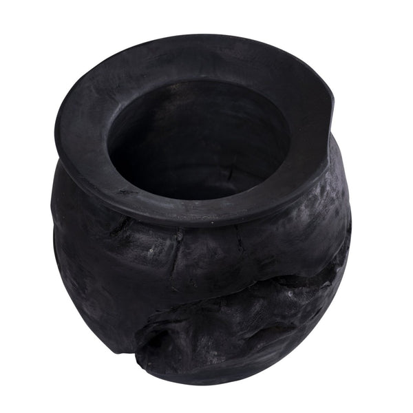 Atlas Ross Vessel - Sculptural Japandi Wood Bowl with Distressed Finish for Elegant Home Decor Accent Small Ebonized AC11566-01