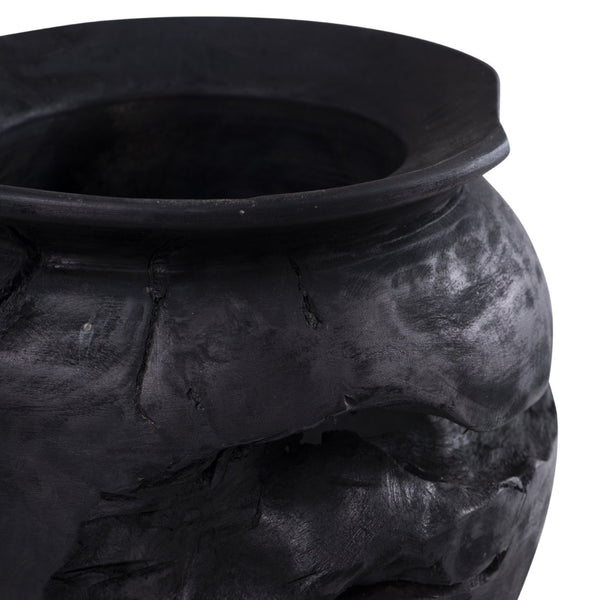 Atlas Ross Vessel - Sculptural Japandi Wood Bowl with Distressed Finish for Elegant Home Decor Accent Small Ebonized AC11566-01