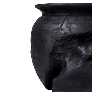 Atlas Ross Vessel - Sculptural Japandi Wood Bowl with Distressed Finish for Elegant Home Decor Accent Small Ebonized AC11566-01