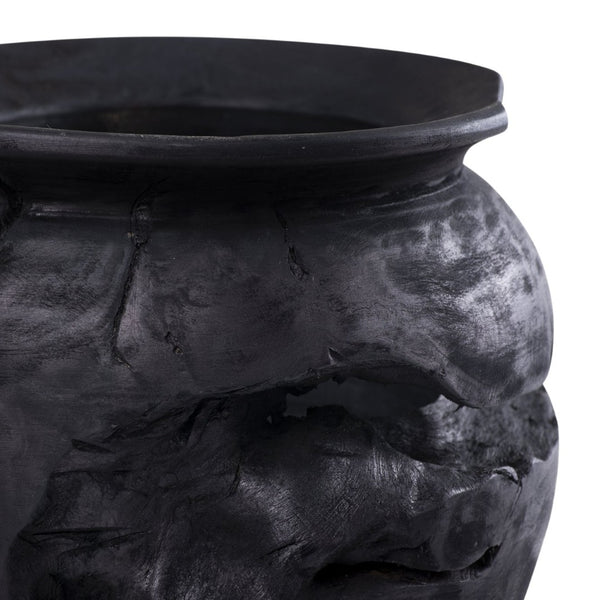 Atlas Ross Vessel - Sculptural Japandi Wood Bowl with Distressed Finish for Elegant Home Decor Accent Small Ebonized AC11566-01