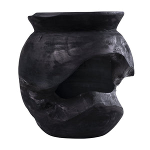 Atlas Ross Vessel - Sculptural Japandi Wood Bowl with Distressed Finish for Elegant Home Decor Accent Large Ebonized AC11566-02