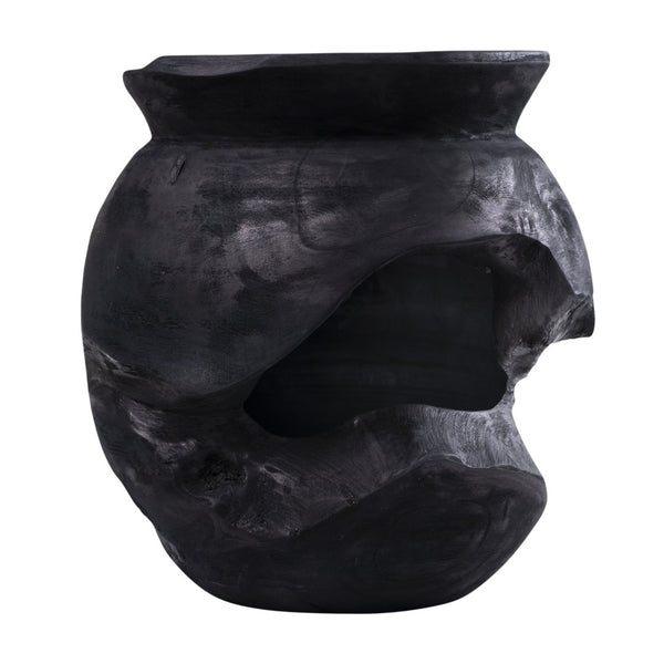 Atlas Ross Vessel - Sculptural Japandi Wood Bowl with Distressed Finish for Elegant Home Decor Accent Large Ebonized AC11566-02
