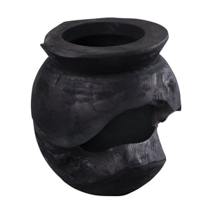 Atlas Ross Vessel - Sculptural Japandi Wood Bowl with Distressed Finish for Elegant Home Decor Accent Large Ebonized AC11566-02