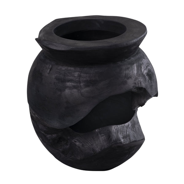 Atlas Ross Vessel - Sculptural Japandi Wood Bowl with Distressed Finish for Elegant Home Decor Accent Large Ebonized AC11566-02