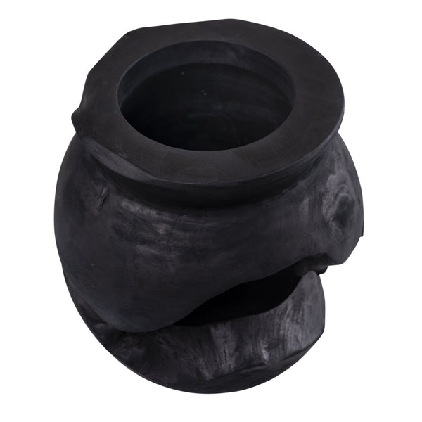 Atlas Ross Vessel - Sculptural Japandi Wood Bowl with Distressed Finish for Elegant Home Decor Accent Large Ebonized AC11566-02