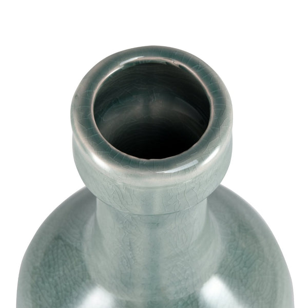 Atlas Row Vase - Large Sculptural Earthenware in Cloudy Blue Finish for Contemporary Home Decor Elegance AC11567-01