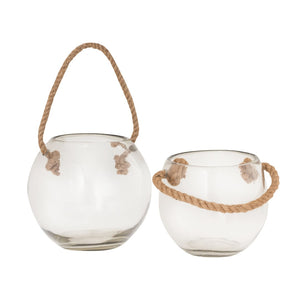 Atlas Rusa Candleholder Set of 2 - Elegant Clear Glass for Ambiance, Weddings, Home Decor & Events AC11568-01S
