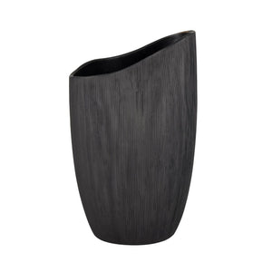 Atlas Scribing Vase: Sculptural Matte Finish Decor with Textured Design for Modern Minimalist Interiors Black AC11572-01