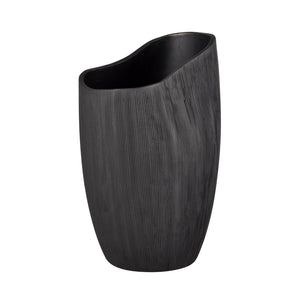 Atlas Scribing Vase: Sculptural Matte Finish Decor with Textured Design for Modern Minimalist Interiors Black AC11572-01