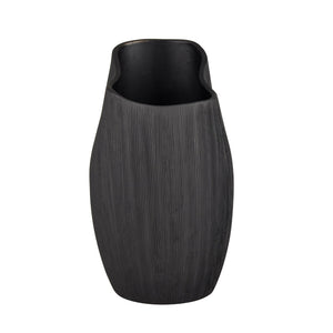 Atlas Scribing Vase: Sculptural Matte Finish Decor with Textured Design for Modern Minimalist Interiors Black AC11572-01