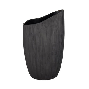 Atlas Scribing Vase: Sculptural Matte Finish Decor with Textured Design for Modern Minimalist Interiors Black AC11572-01