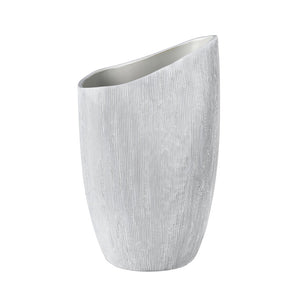 Atlas Scribing Vase: Sculptural Matte Finish Decor with Textured Design for Modern Minimalist Interiors White AC11572-02
