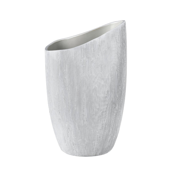 Atlas Scribing Vase: Sculptural Matte Finish Decor with Textured Design for Modern Minimalist Interiors White AC11572-02