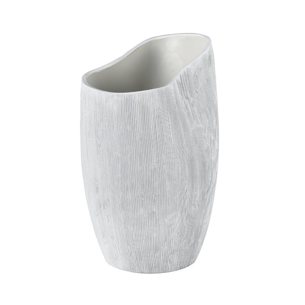 Atlas Scribing Vase: Sculptural Matte Finish Decor with Textured Design for Modern Minimalist Interiors White AC11572-02