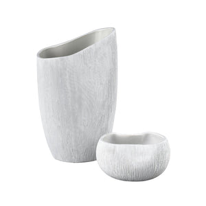 Atlas Scribing Vase: Sculptural Matte Finish Decor with Textured Design for Modern Minimalist Interiors White AC11572-02