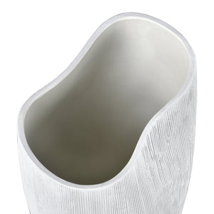 Atlas Scribing Vase: Sculptural Matte Finish Decor with Textured Design for Modern Minimalist Interiors White AC11572-02