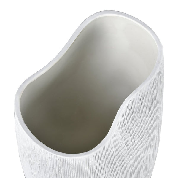 Atlas Scribing Vase: Sculptural Matte Finish Decor with Textured Design for Modern Minimalist Interiors White AC11572-02