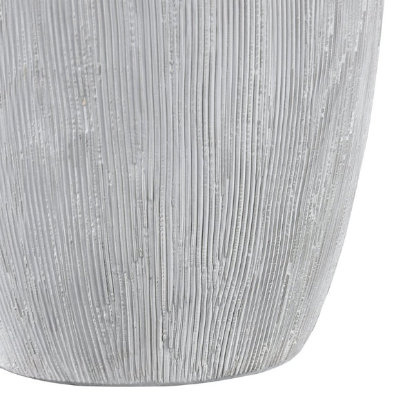 Atlas Scribing Vase: Sculptural Matte Finish Decor with Textured Design for Modern Minimalist Interiors White AC11572-02